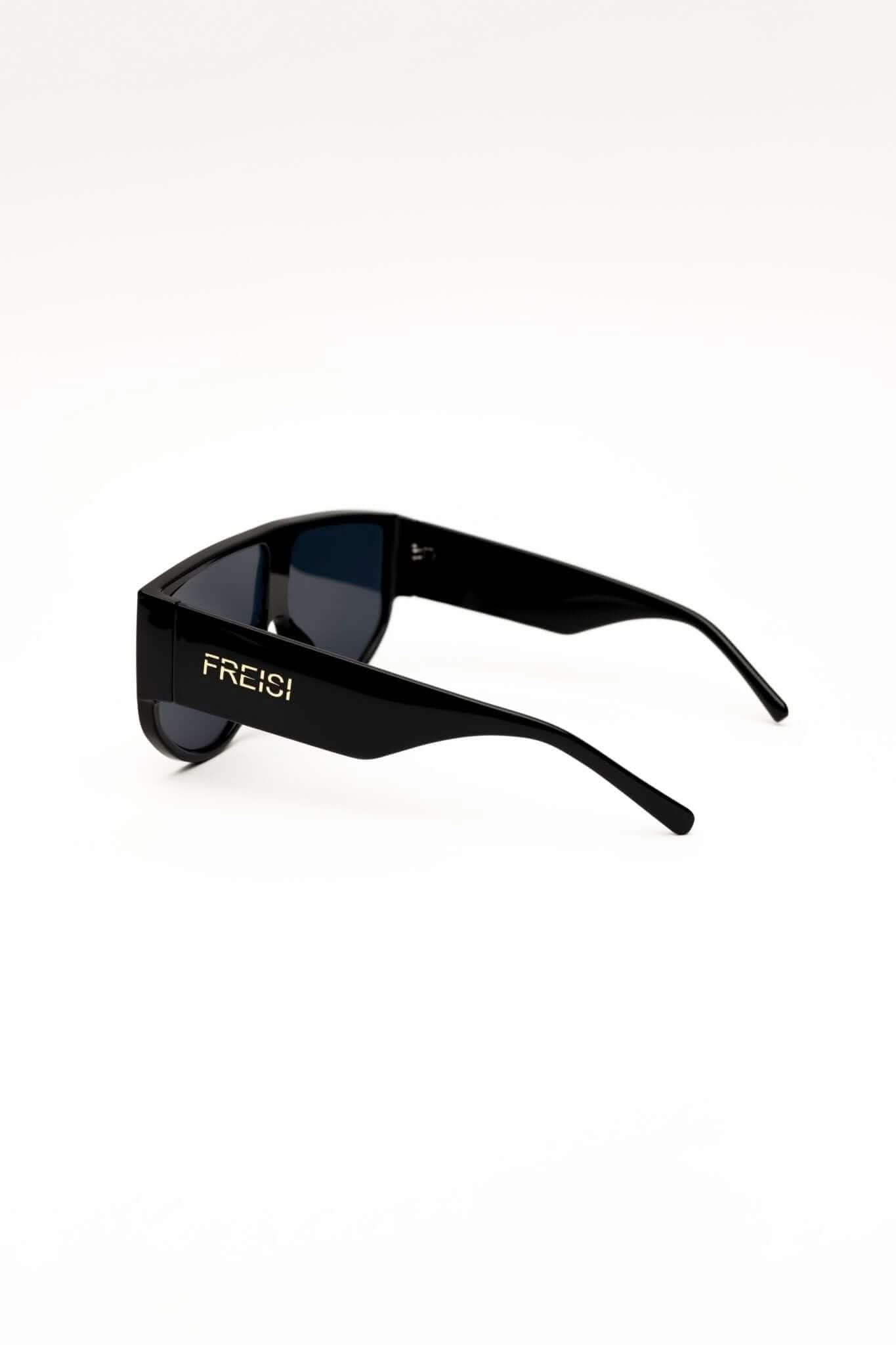 FREISI Women's Black & Black Oversized Opulent Style Sunglasses - Side View