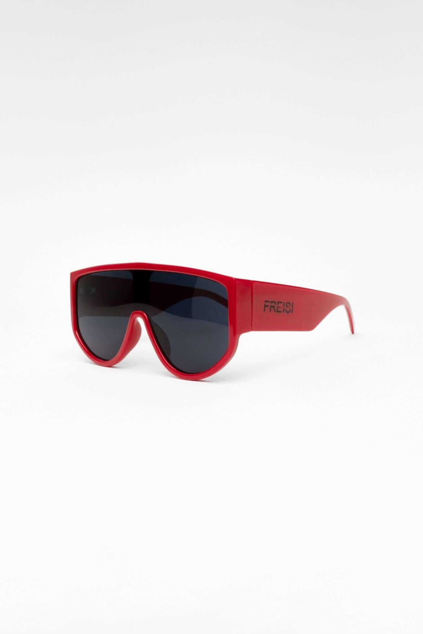 FREISI Men's Red & Black Oversized Opulent Style Sunglasses - Angled View