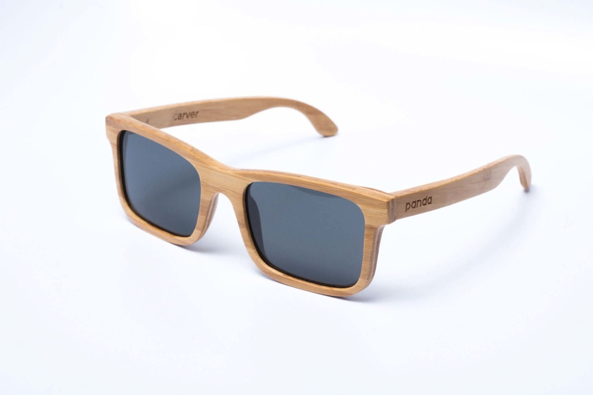 Panda CARVER Bamboo Wayfarer Sunglasses (Honey) Angled View