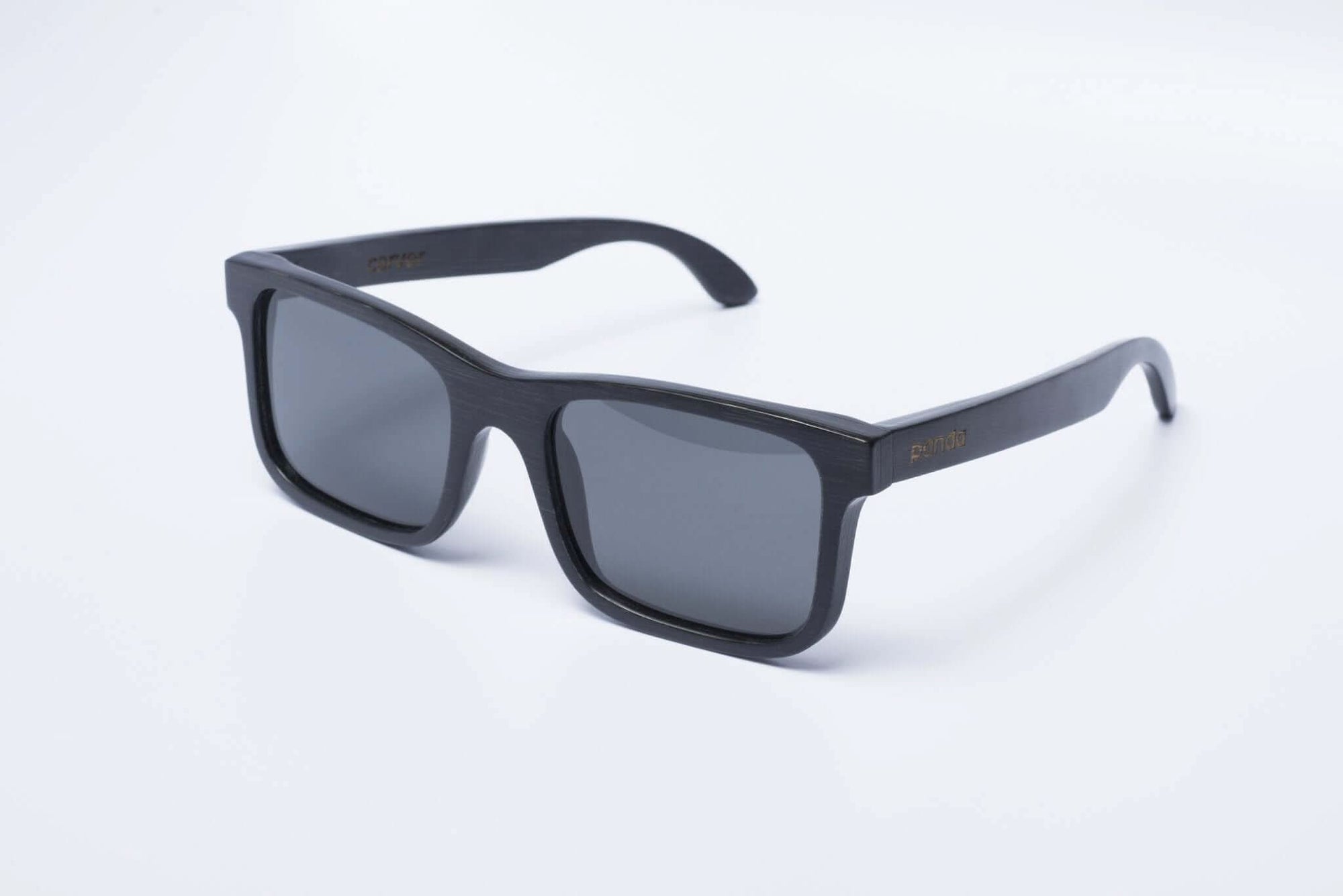 Panda CARVER Bamboo Wayfarer Sunglasses (Black) Angled View