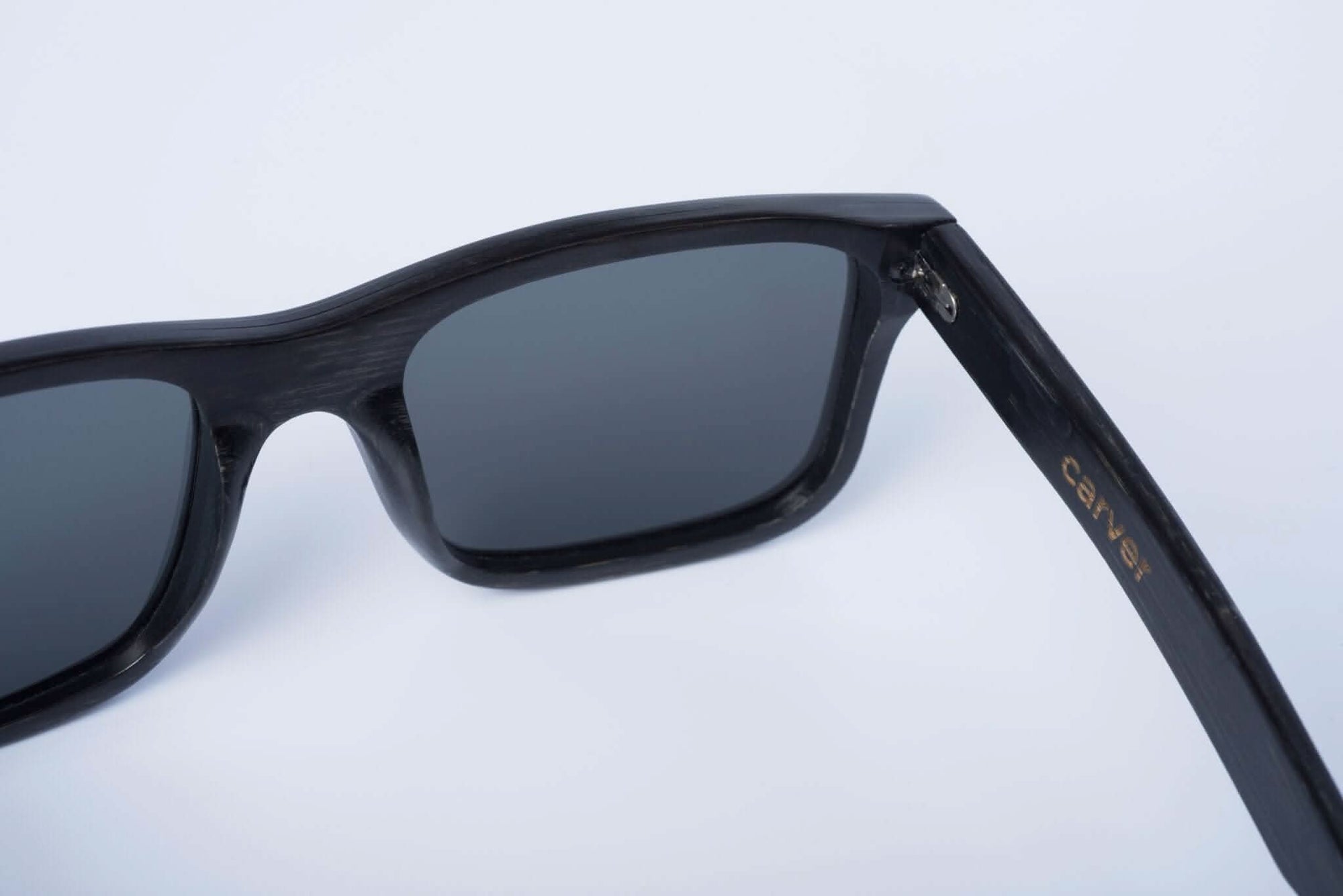 Panda CARVER Bamboo Wayfarer Sunglasses (Black) Inside Right Arm View