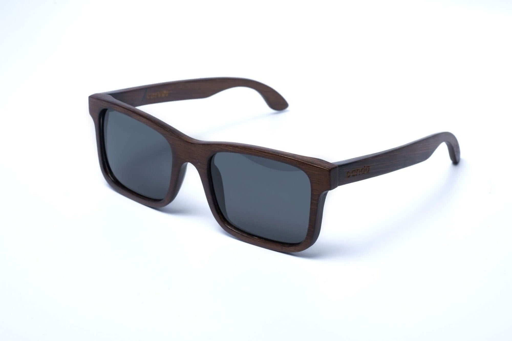 Panda CARVER Bamboo Wayfarer Sunglasses (Brown) Angled View