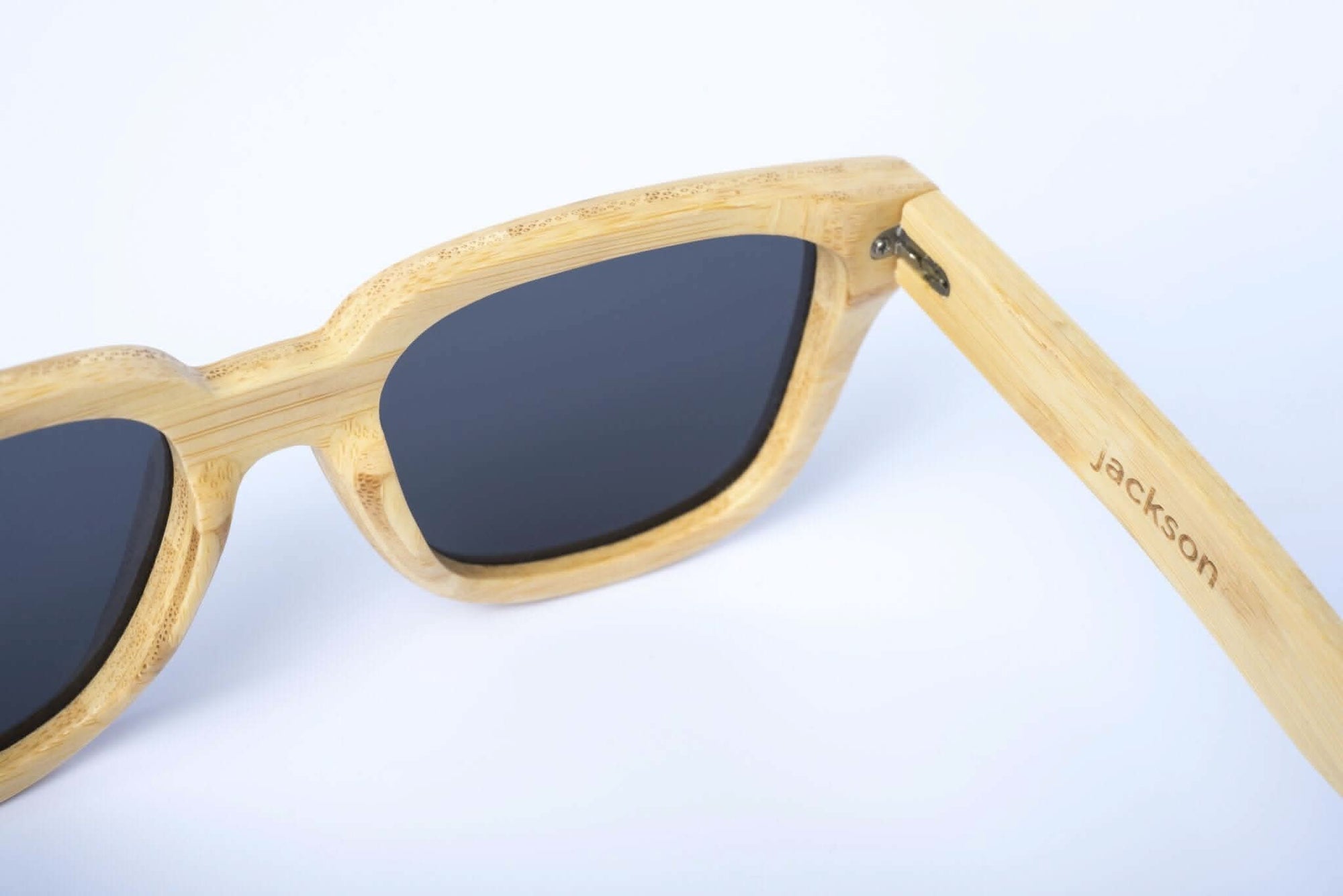 Panda JACKSON Bamboo Wayfarer Sunglasses (Natural)  Inside Right Arm View