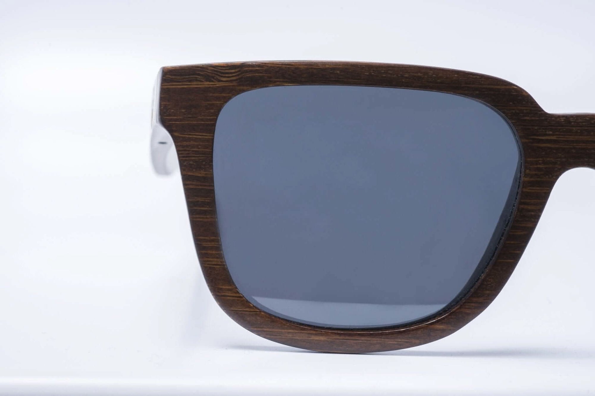 Panda JACKSON Bamboo Wayfarer Sunglasses (Brown) Lens Closeup