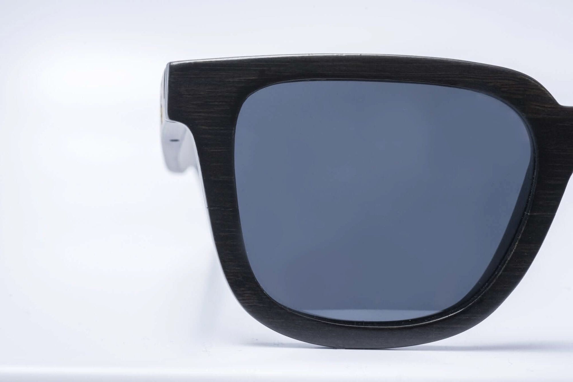 Panda JACKSON Bamboo Wayfarer Sunglasses (Black) Lens Closeup