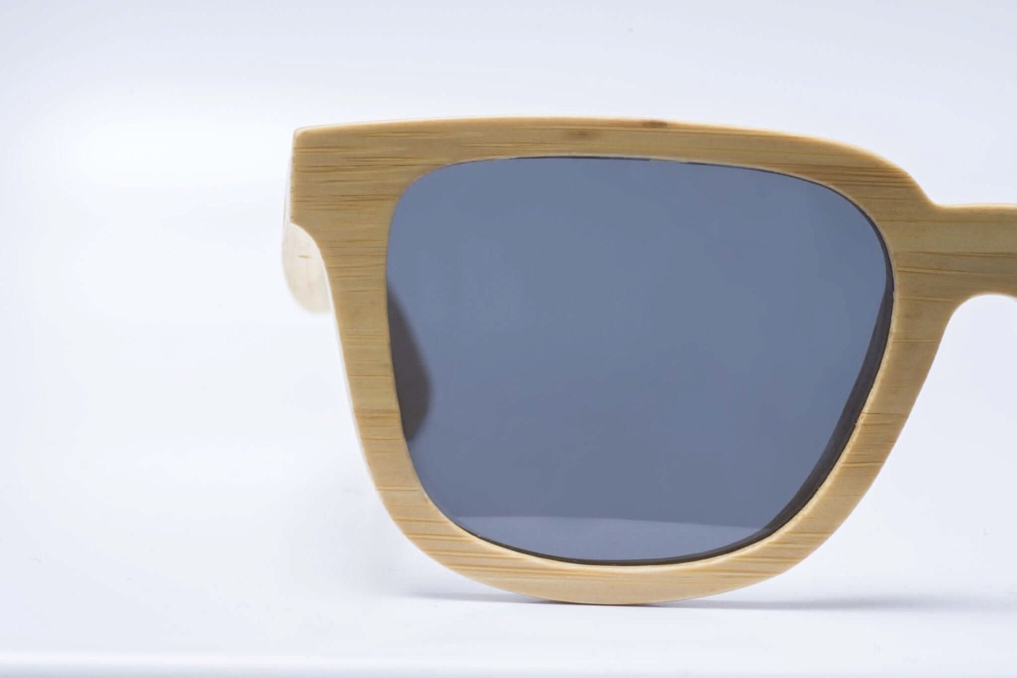 Panda JACKSON Bamboo Wayfarer Sunglasses (Natural) Lens Closeup