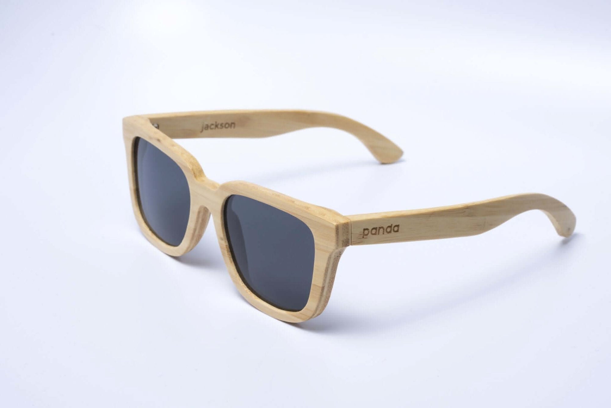 Panda JACKSON Bamboo Wayfarer Sunglasses (Natural) Angled View