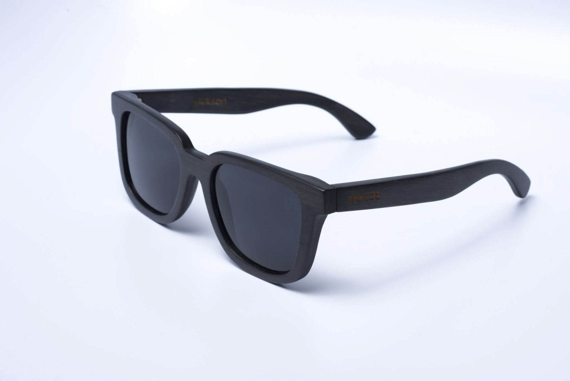 Panda JACKSON Bamboo Wayfarer Sunglasses (Black) Angled View