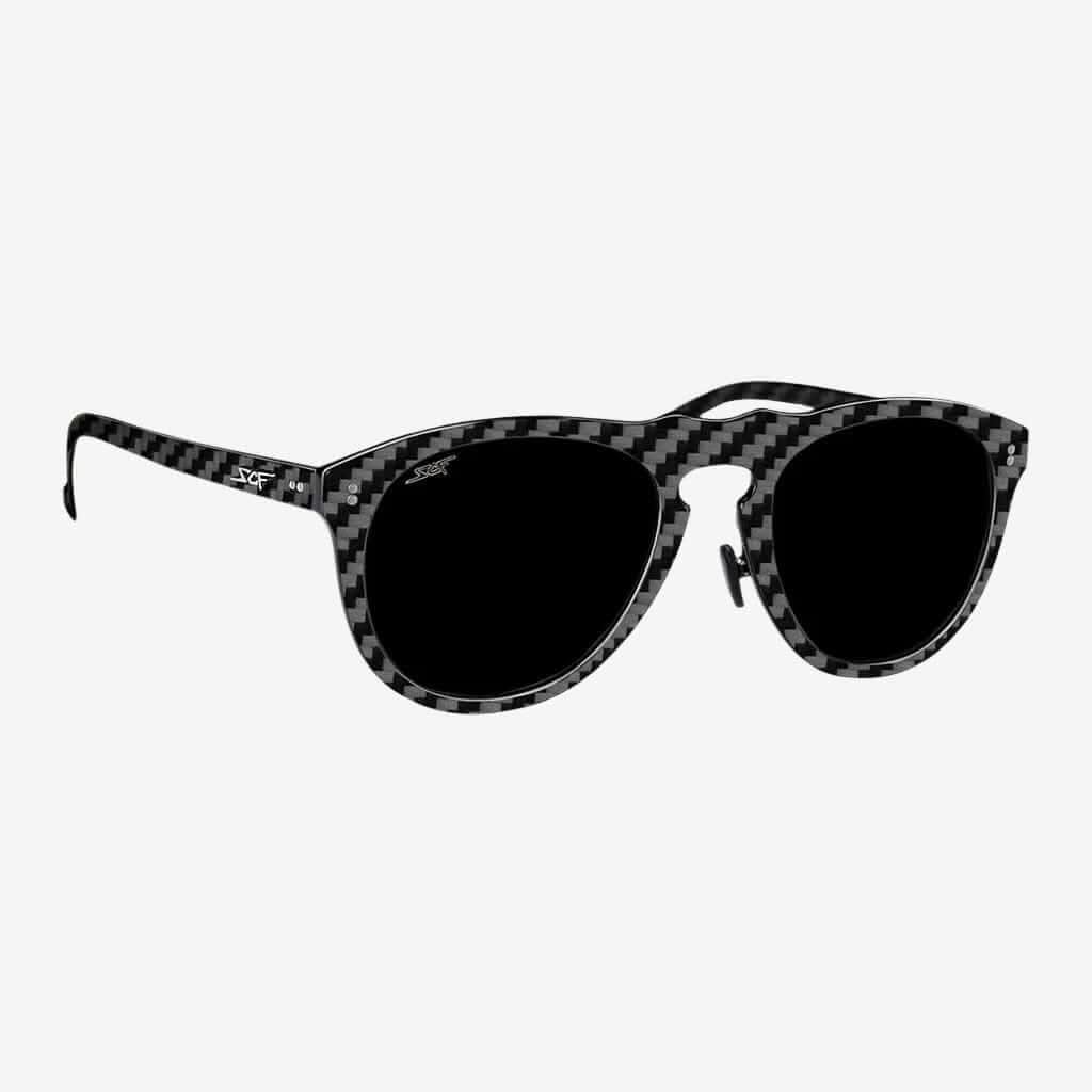 Simply Carbon Fiber HAVANA - Round Carbon Fiber Sunglasses - Front View - Angled View