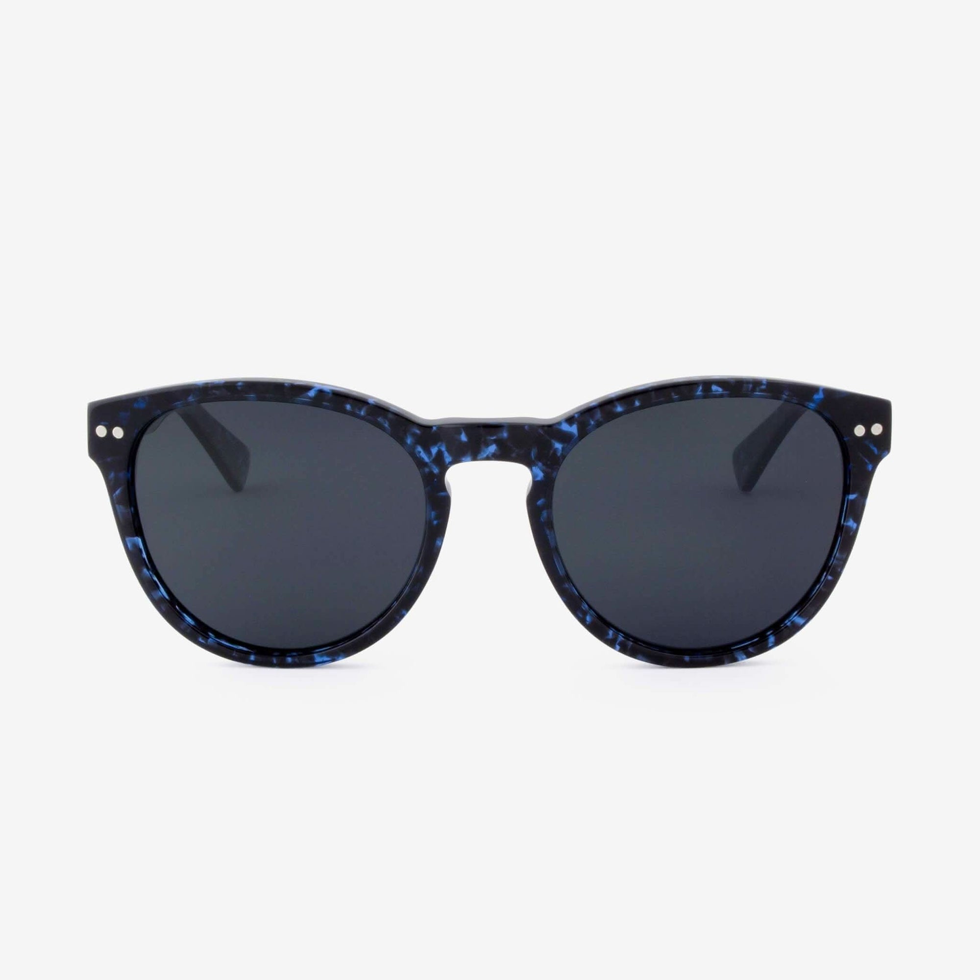 Tommy Owens - Davie - Round Wood & Acetate Sunglasses (Blue Abyss) Front View