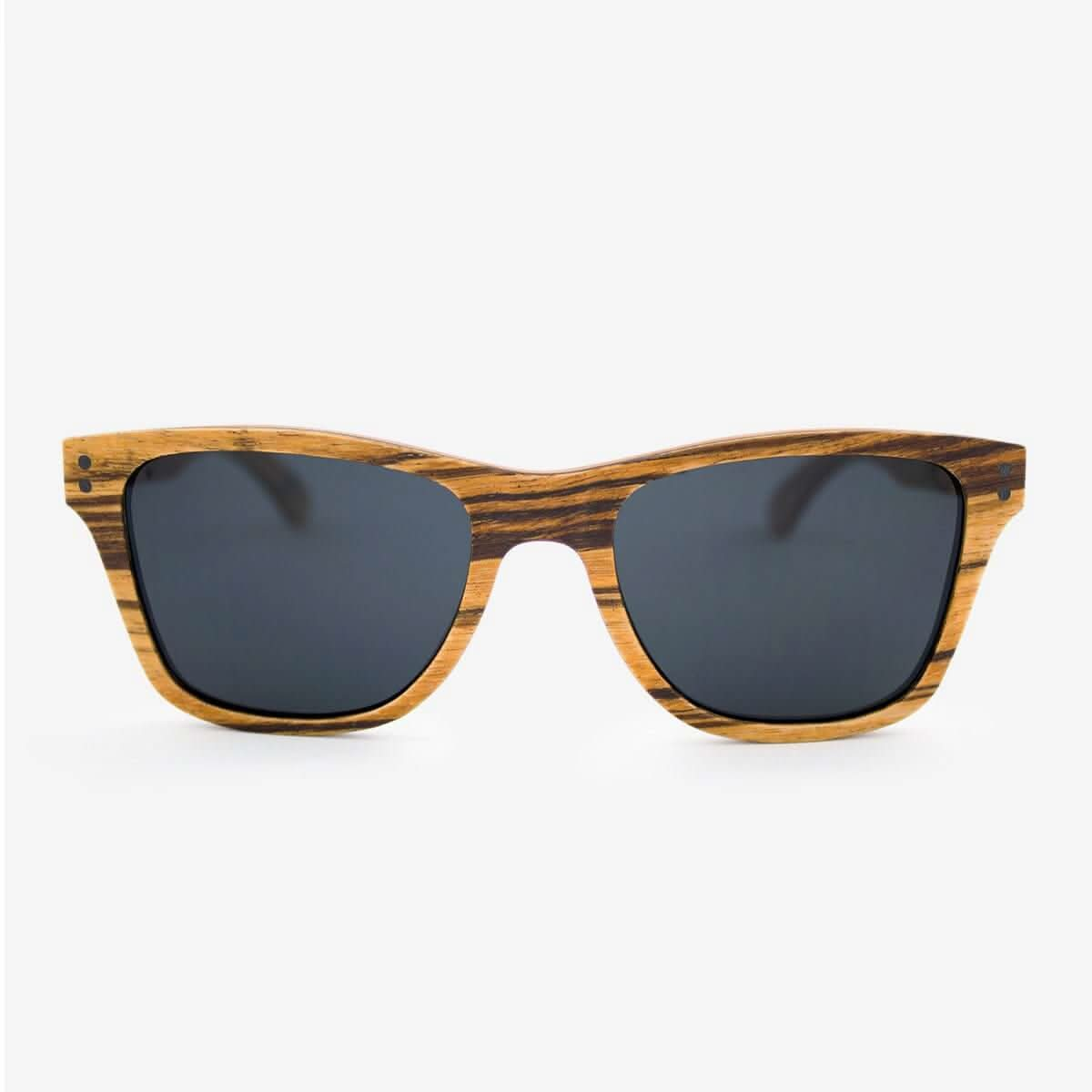 Tommy Owens - Delray - Wayfarer Wood Sunglasses (Zebrawood) Front View