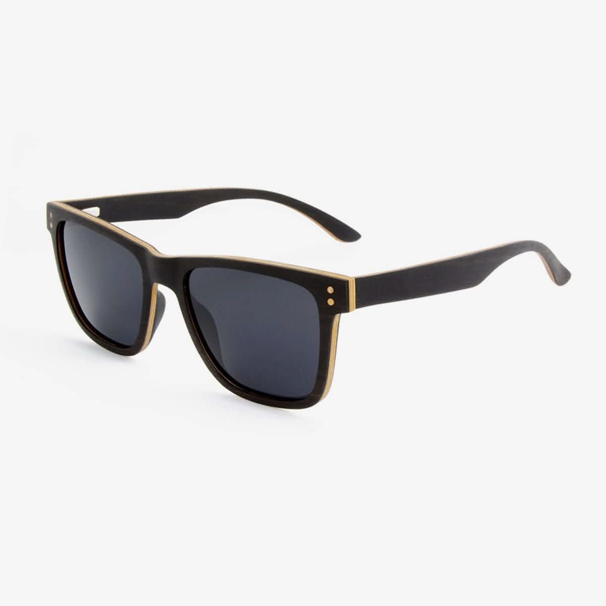 Tommy Owens - Delray - Wayfarer Wood Sunglasses (Ebony) Angled View