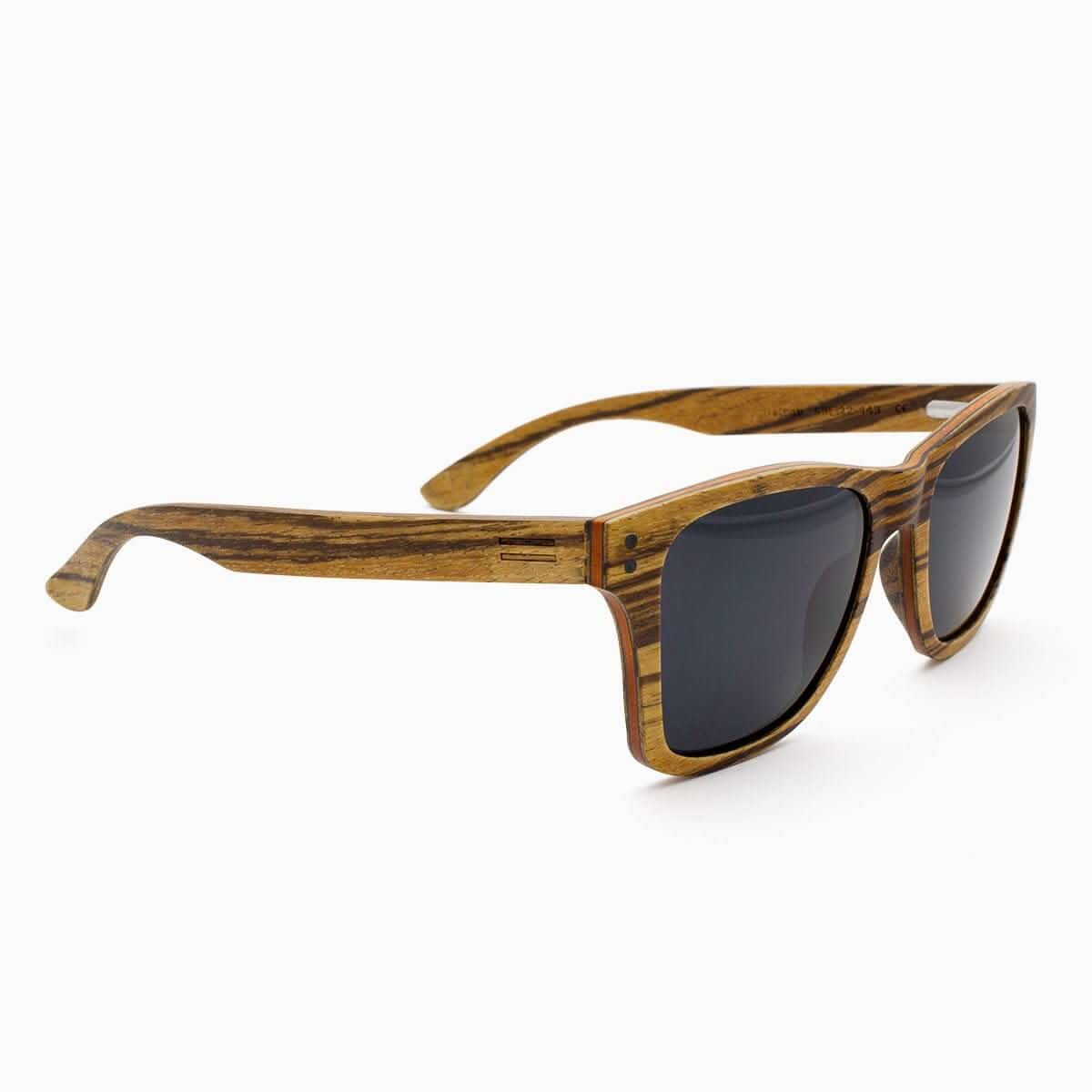 Tommy Owens - Delray - Wayfarer Wood Sunglasses (Zebrawood) Angled View