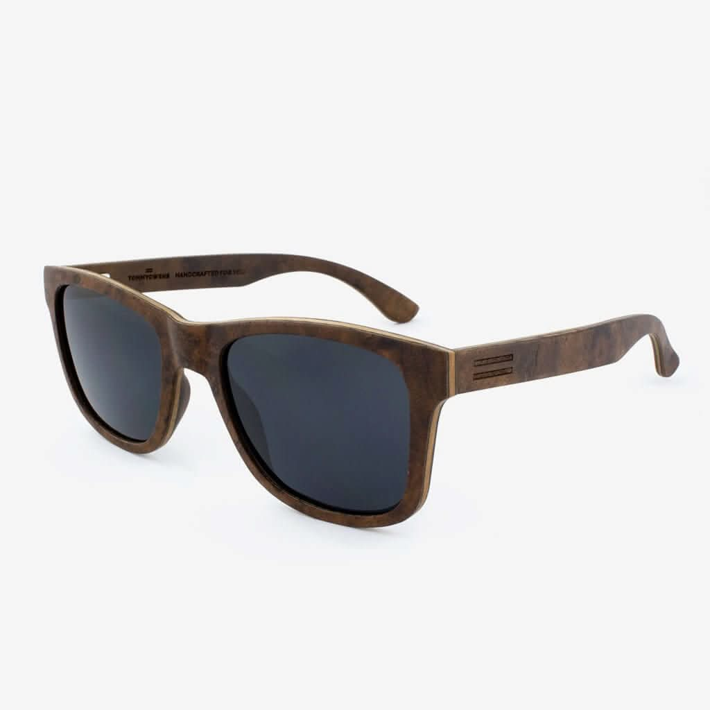 Tommy Owens - Delray - Wayfarer Wood Sunglasses (Walnut Burl) Angled View