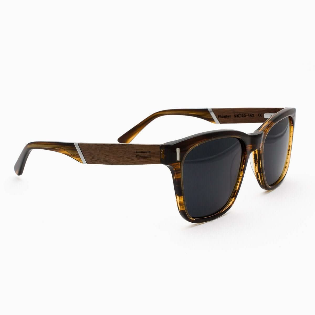 Tommy Owens - Flagler - Wayfarer Wood & Acetate Sunglasses (Streaming Light) Angled View