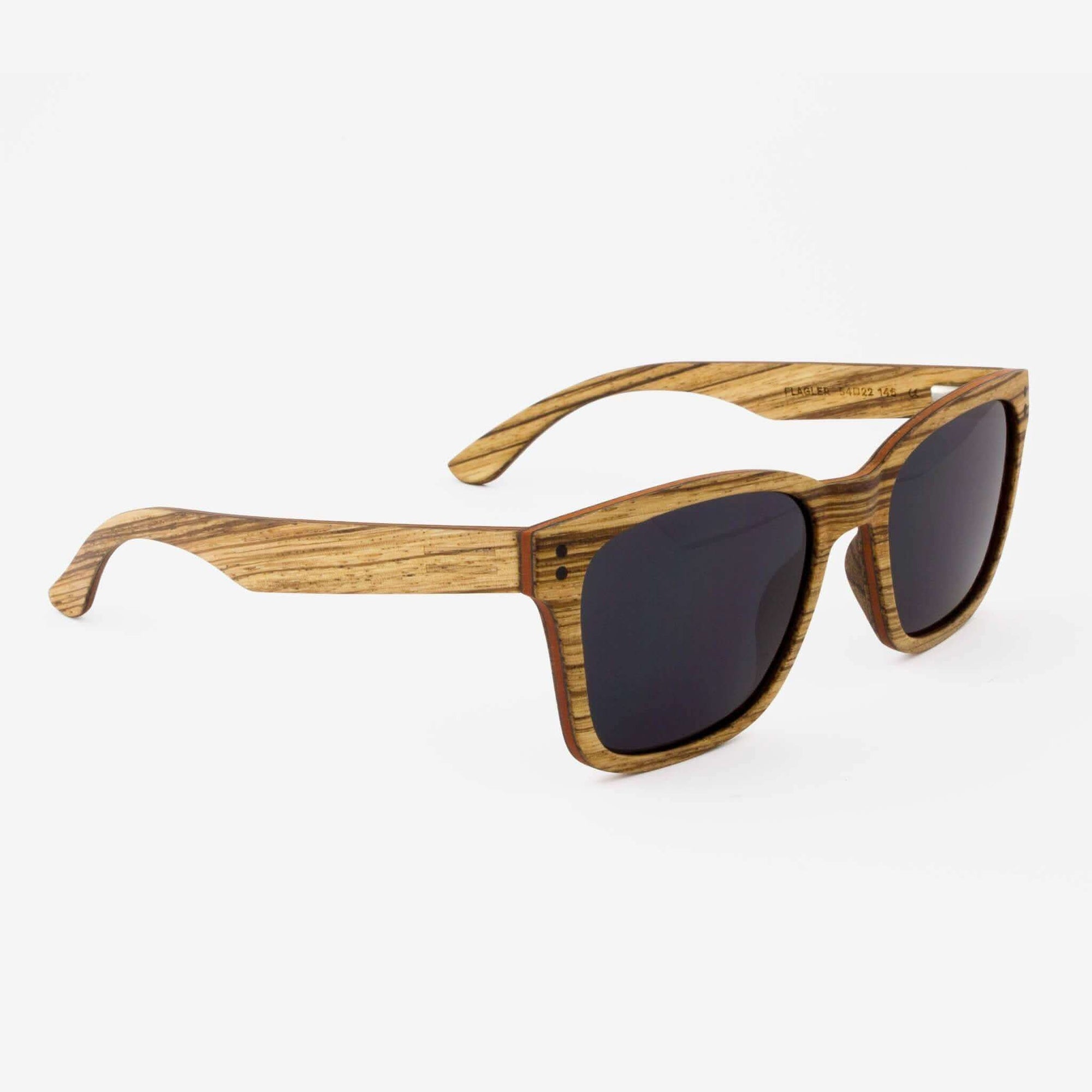 Tommy Owens - Flagler - Wayfarer Wood Sunglasses (Zebrawood) Angled View