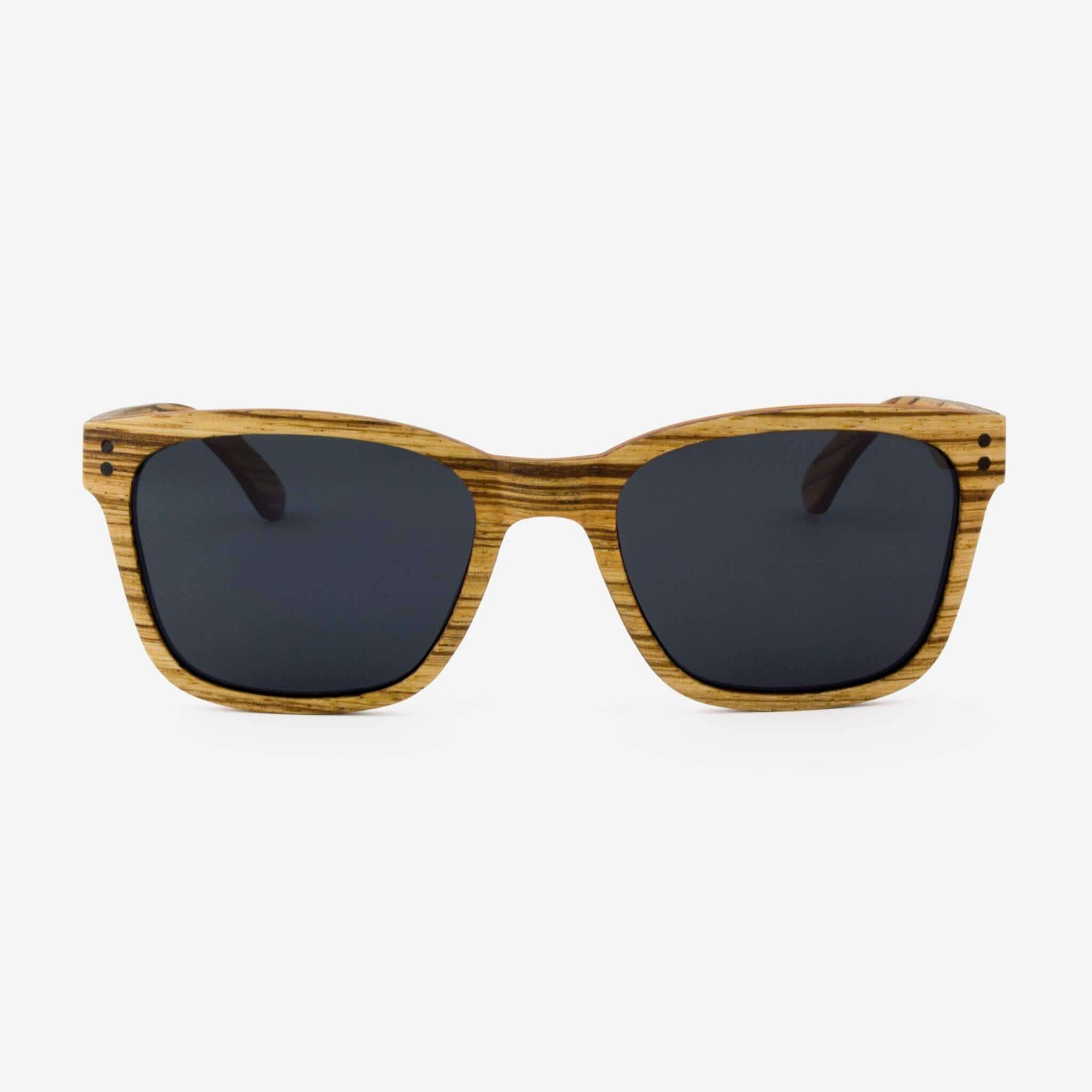 Tommy Owens - Flagler - Wayfarer Wood Sunglasses (Zebrawood) Front View