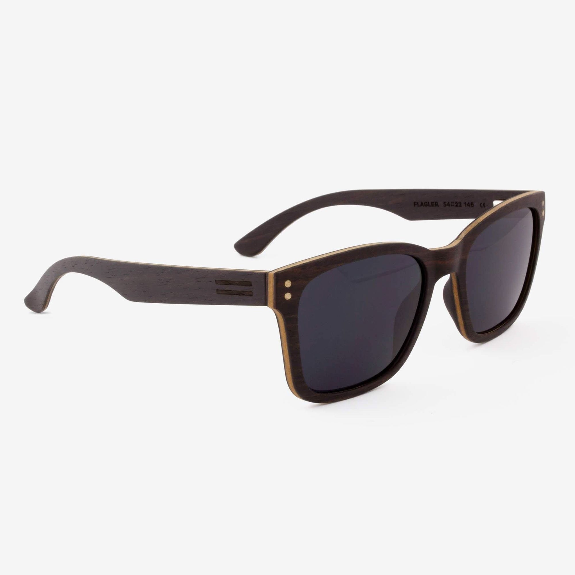 Tommy Owens - Flagler - Wayfarer Wood Sunglasses (Dark Ebony) Angled View