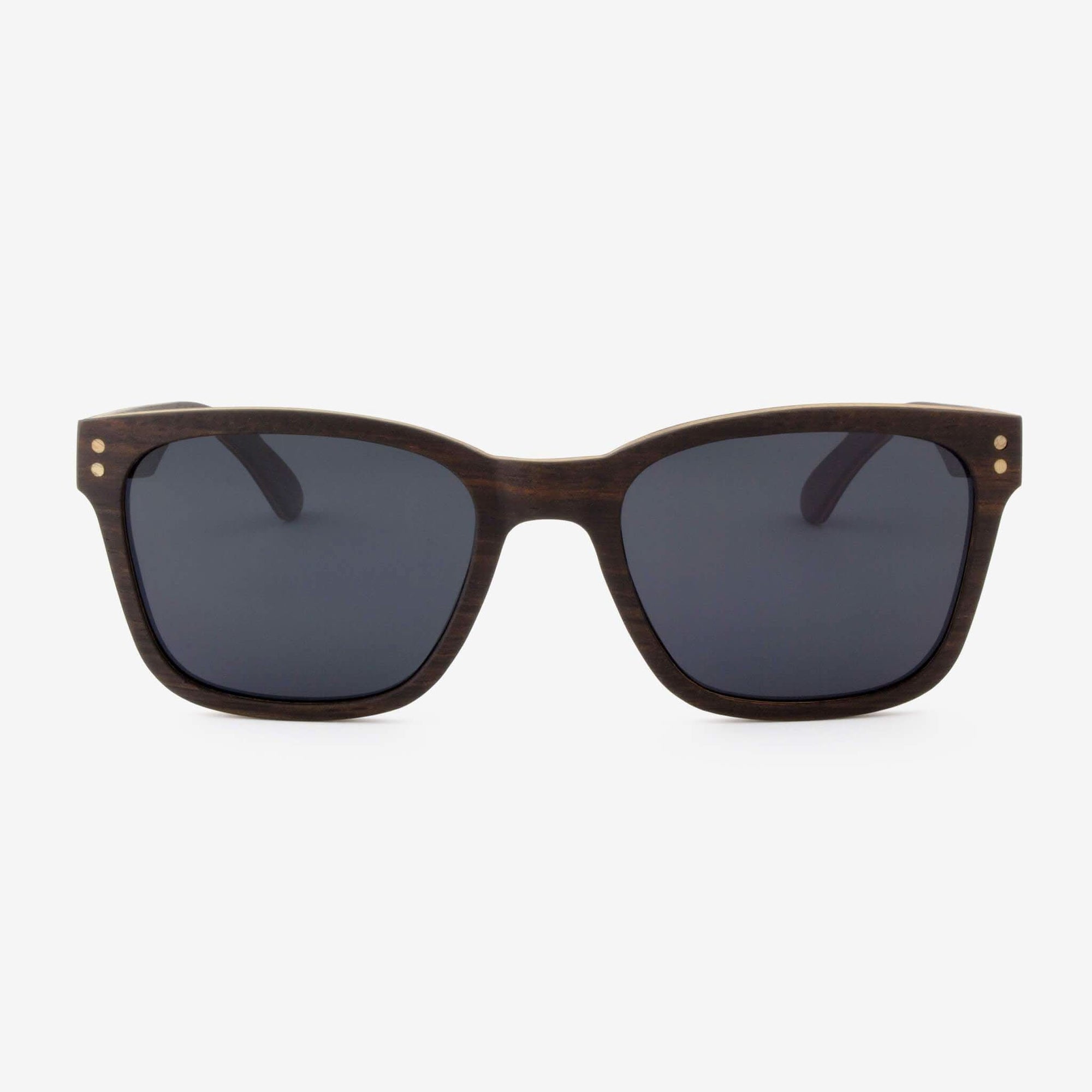 Tommy Owens - Flagler - Wayfarer Wood Sunglasses (Dark Ebony) Front View