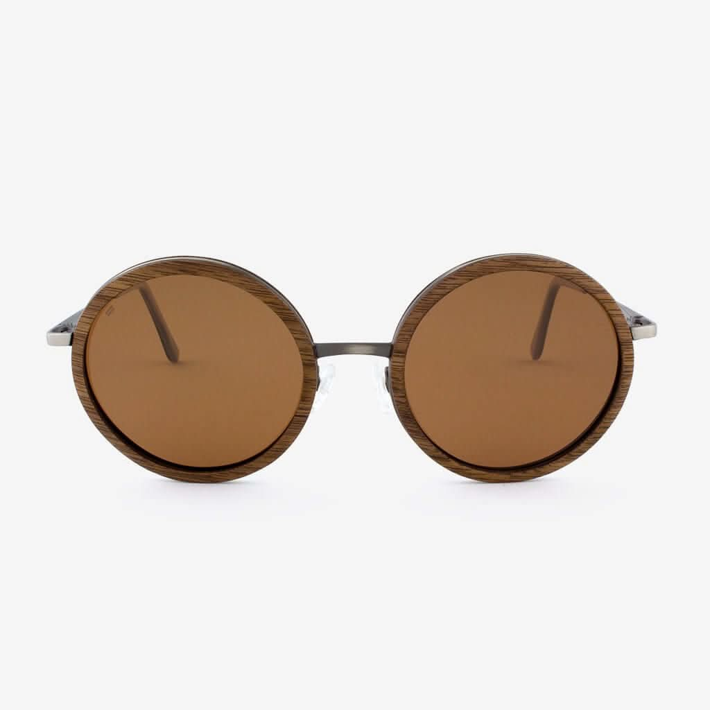 Tommy Owens - Largo - Round Wood & Metal Sunglasses (Black Walnut) Front View