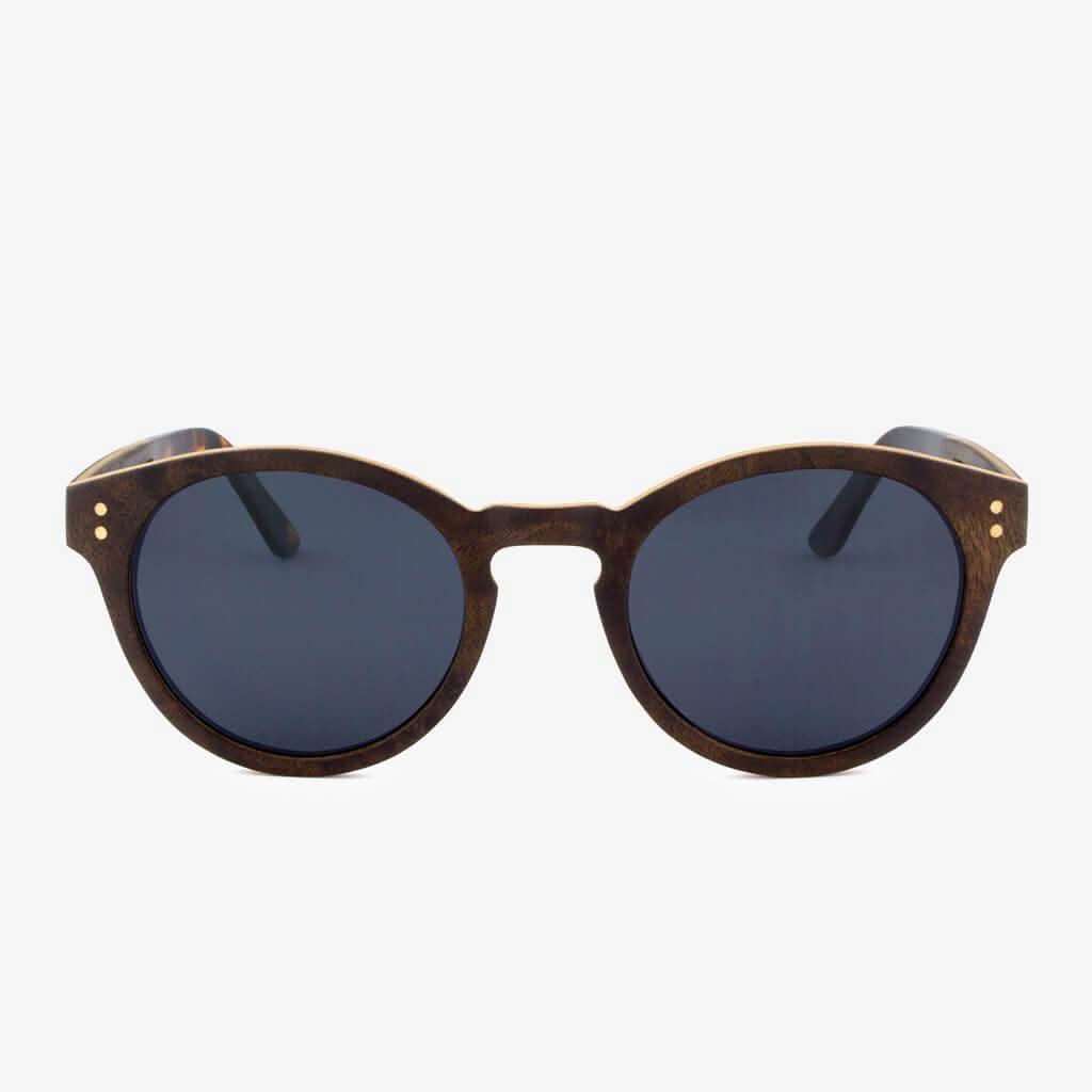 Tommy Owens - Nassau - Round Wood Sunglasses (Walnut Burl) Front View