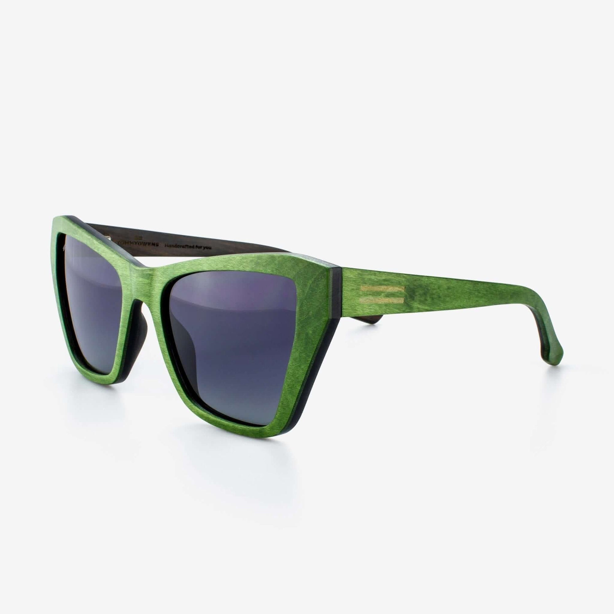 Tommy Owens - Noma - Cat-Eye Wood &amp; Carbon Fiber Sunglasses (Seaweed) Angled View