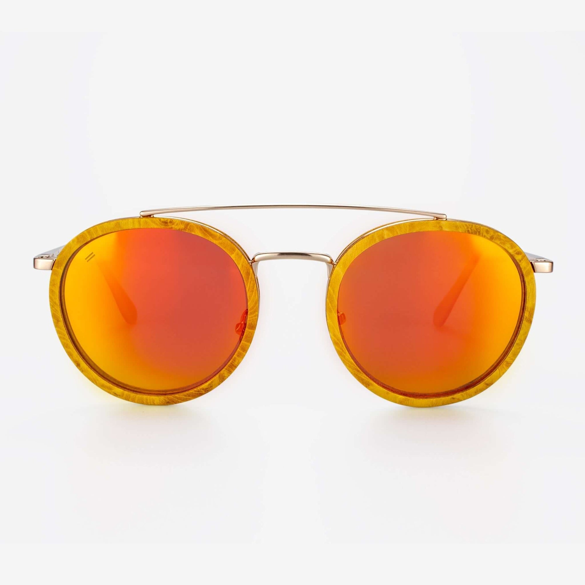 Tommy Owens - Ponce - Round Wood & Metal Sunglasses (Camphor Burl) Front View