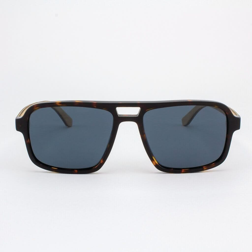 Tommy Owens - Rockledge - Oversized Rectangle Wood & Acetate Sunglasses (Island of Skye) Front View