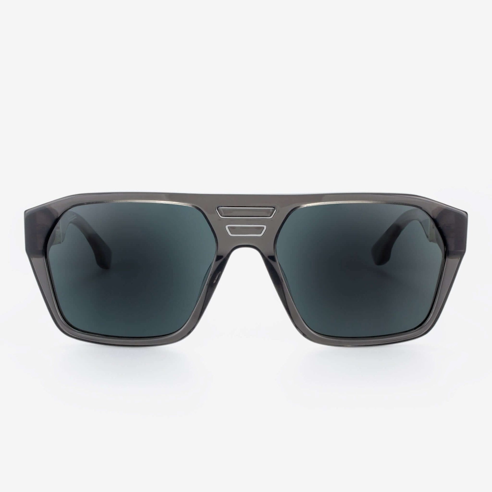 Tommy Owens - Surfside - Oversized Geometric Wood & Acetate Sunglasses (Crystal Smoke) Front View