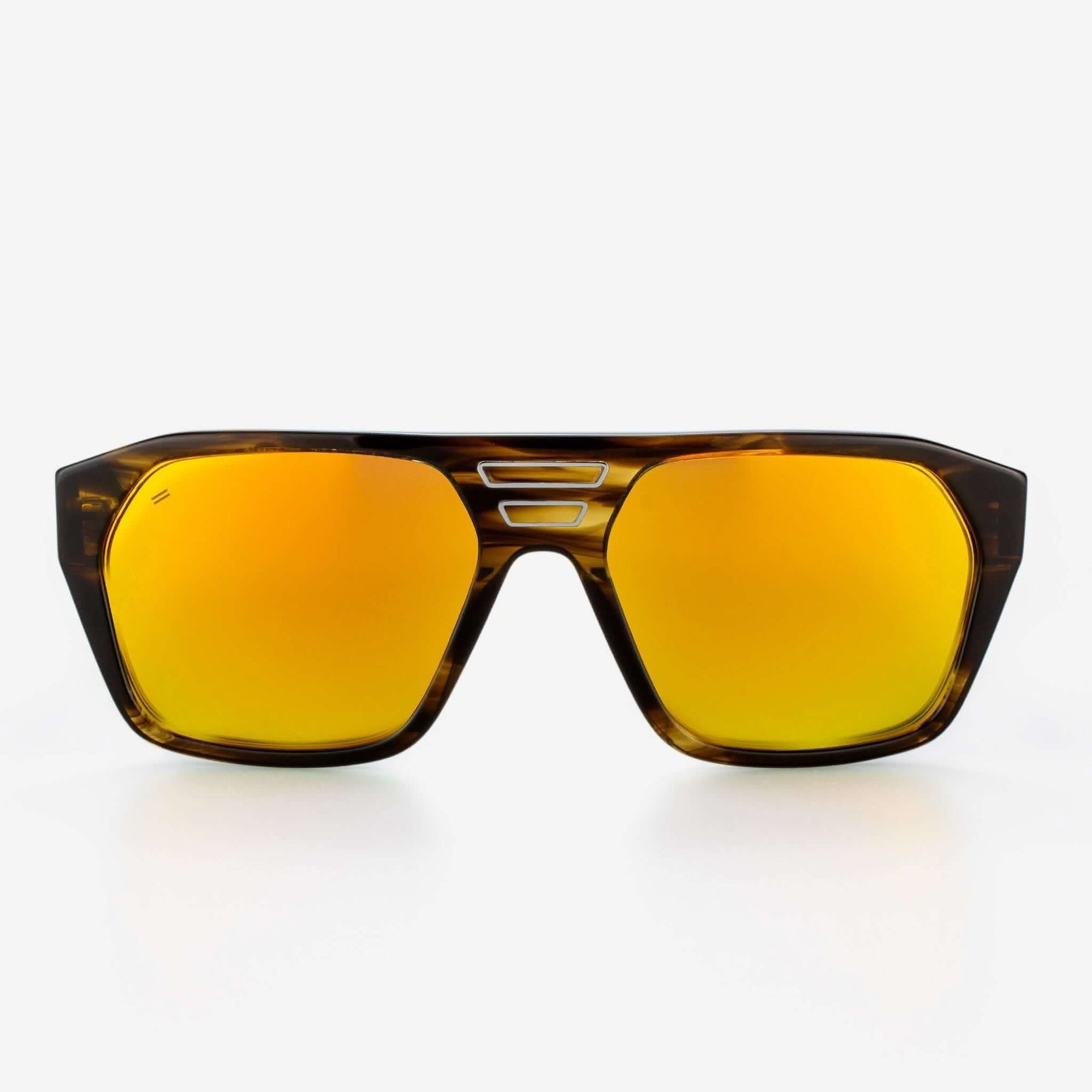 Tommy Owens - Surfside - Oversized Geometric Wood & Acetate Sunglasses (Striped Affogato) Front View