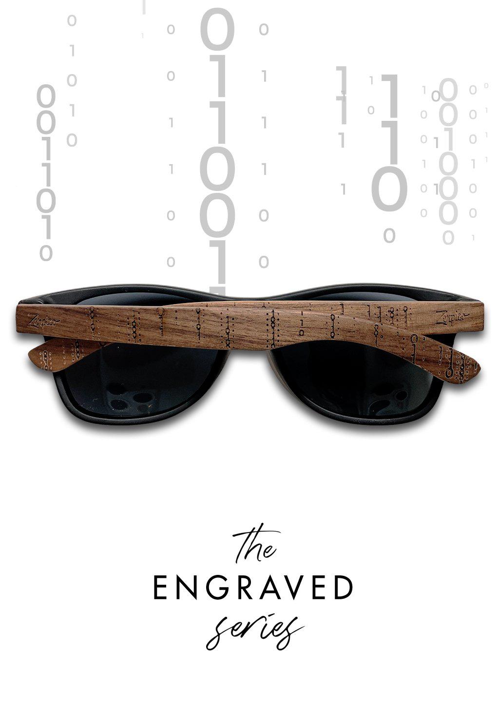 Zerpico BINARY Eyewood Engraved Wooden Sunglasses - The Engraved Series