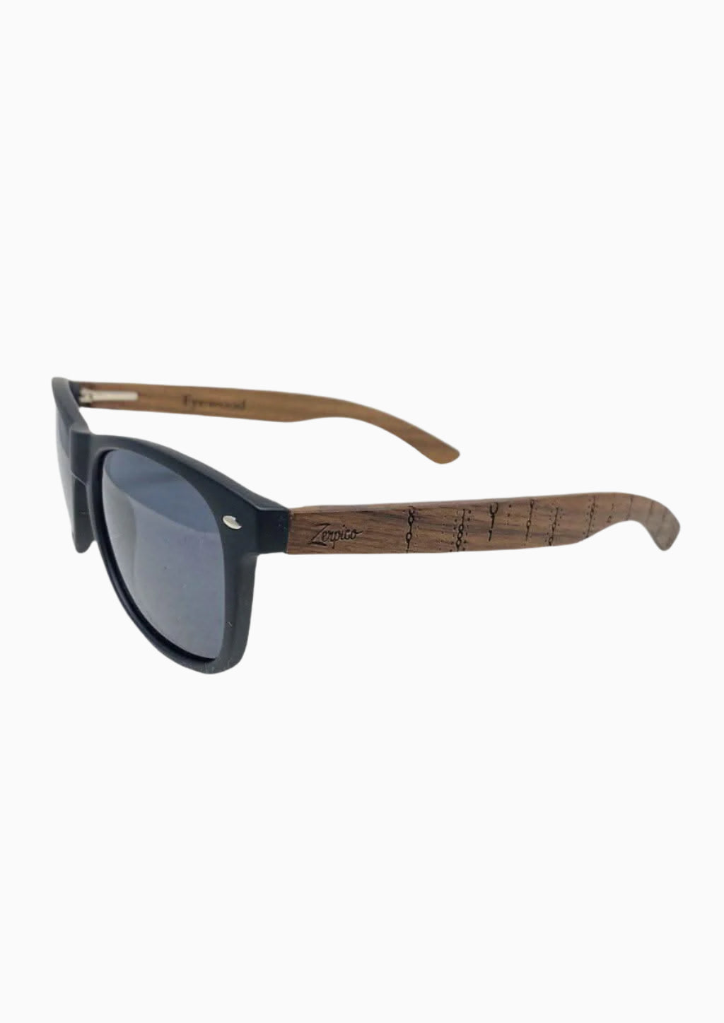 Zerpico BINARY Eyewood Engraved Wooden Sunglasses - Angled View