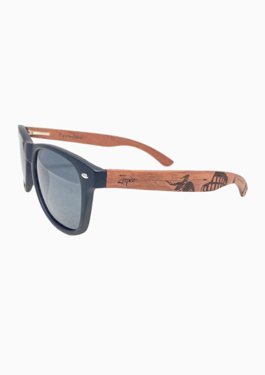 Zerpico GLADIATOR Eyewood Engraved Wooden Sunglasses - Angled View