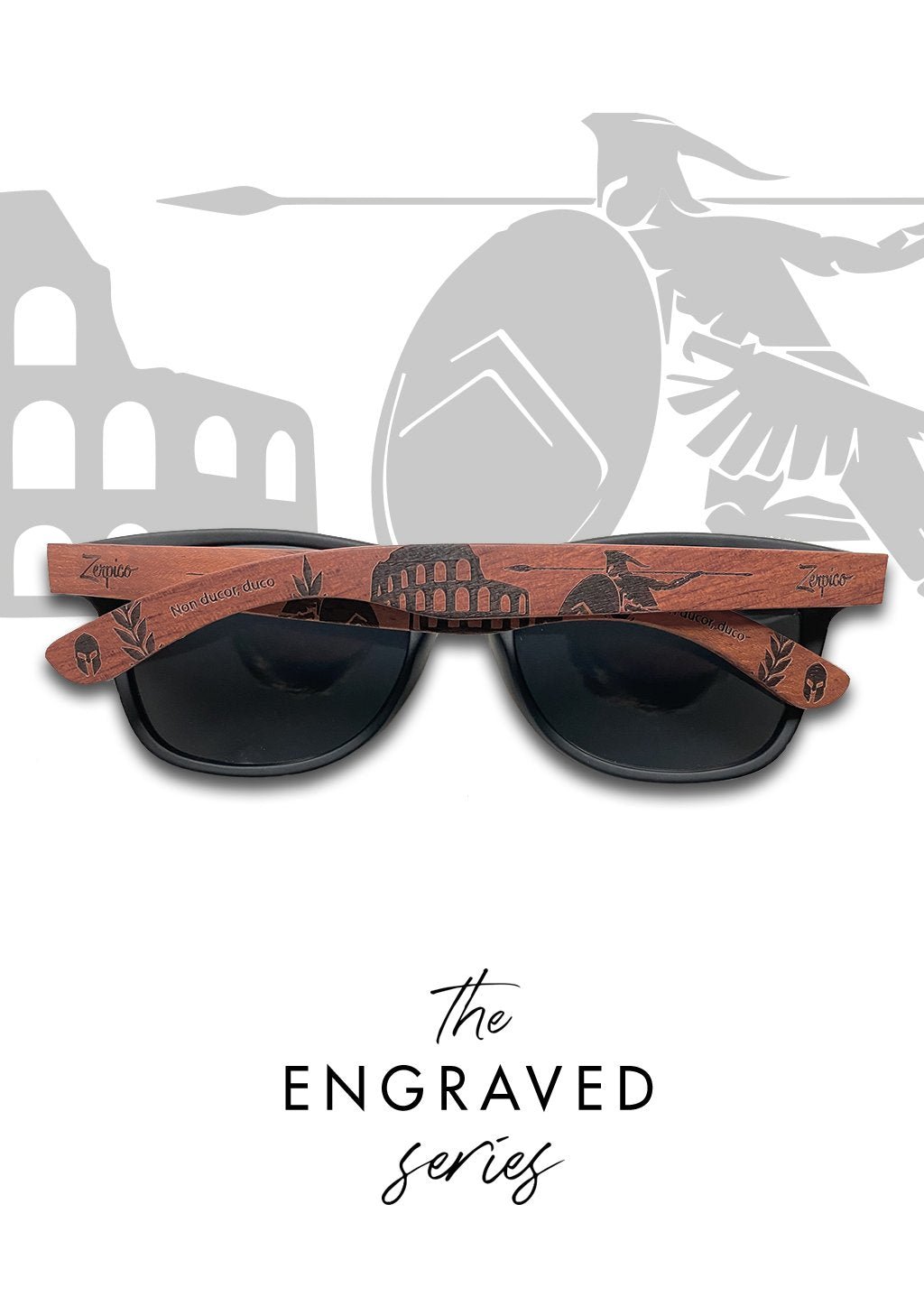 Zerpico GLADIATOR Eyewood Engraved Wooden Sunglasses - The Engraved Series