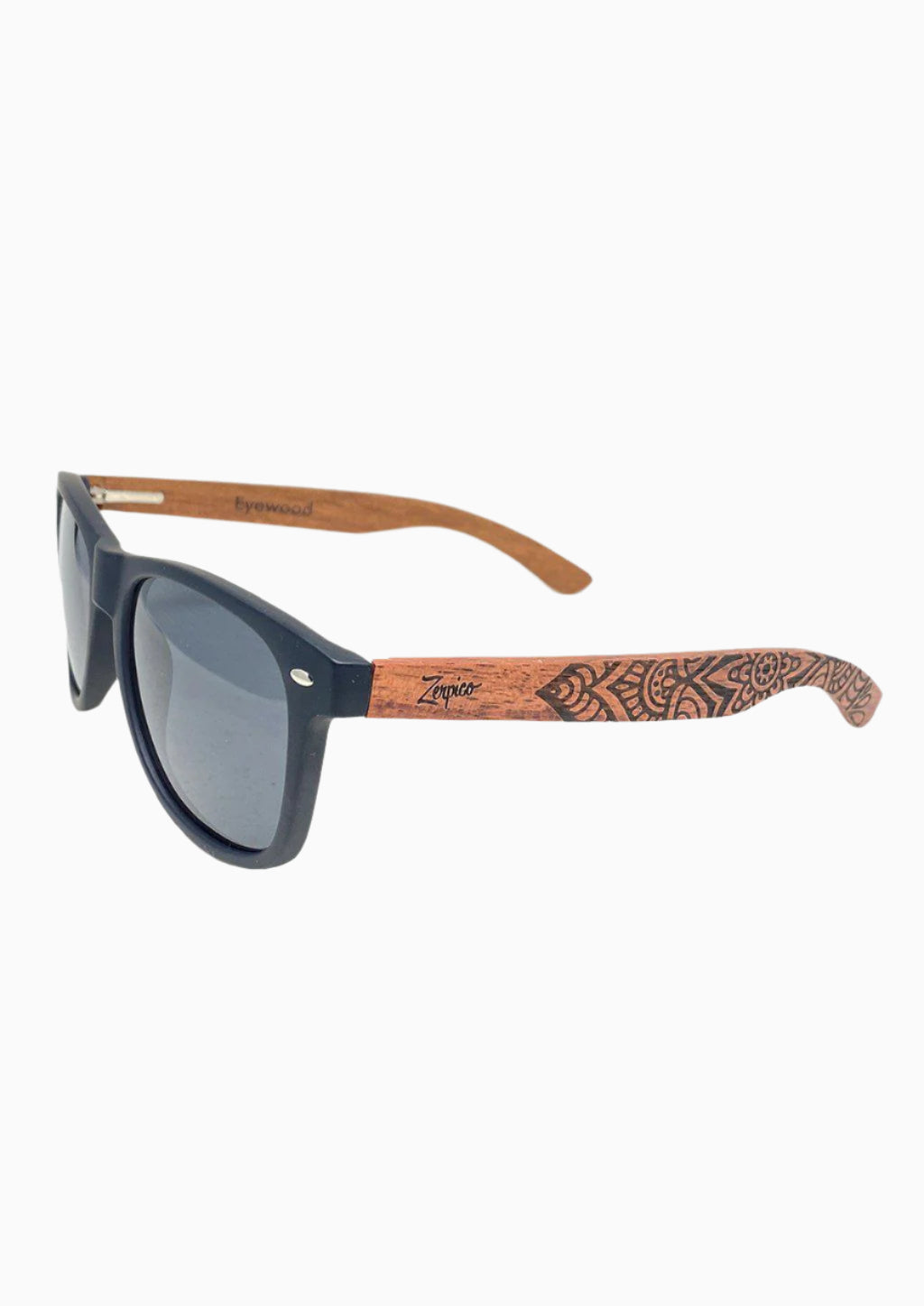 Zerpico MANDALA Eyewood Engraved Wooden Sunglasses - Angled View