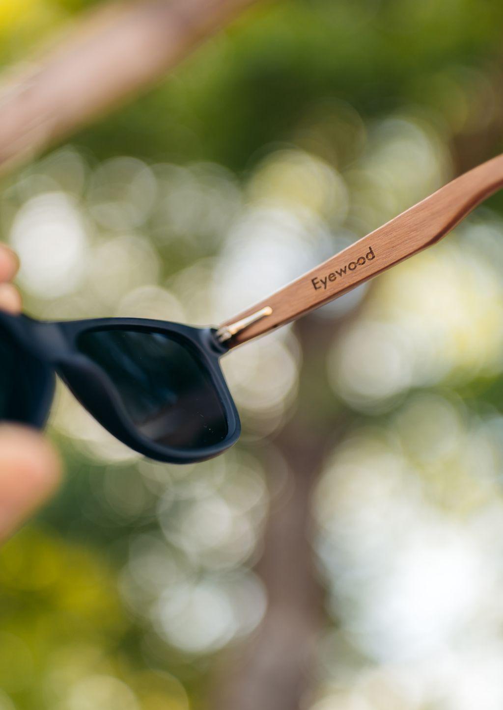 Zerpico NATIVE Eyewood Engraved Wooden Sunglasses - Outdoor Lifestyle Side View Highlighting Hand-Carved Wooden Arms