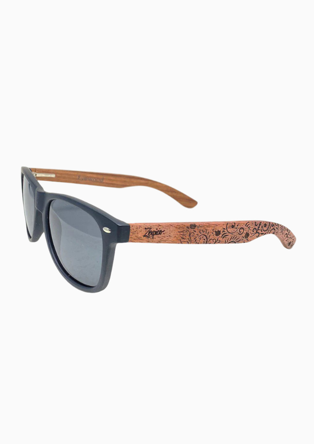 Zerpico OASIS Eyewood Engraved Wooden Sunglasses - Angled View