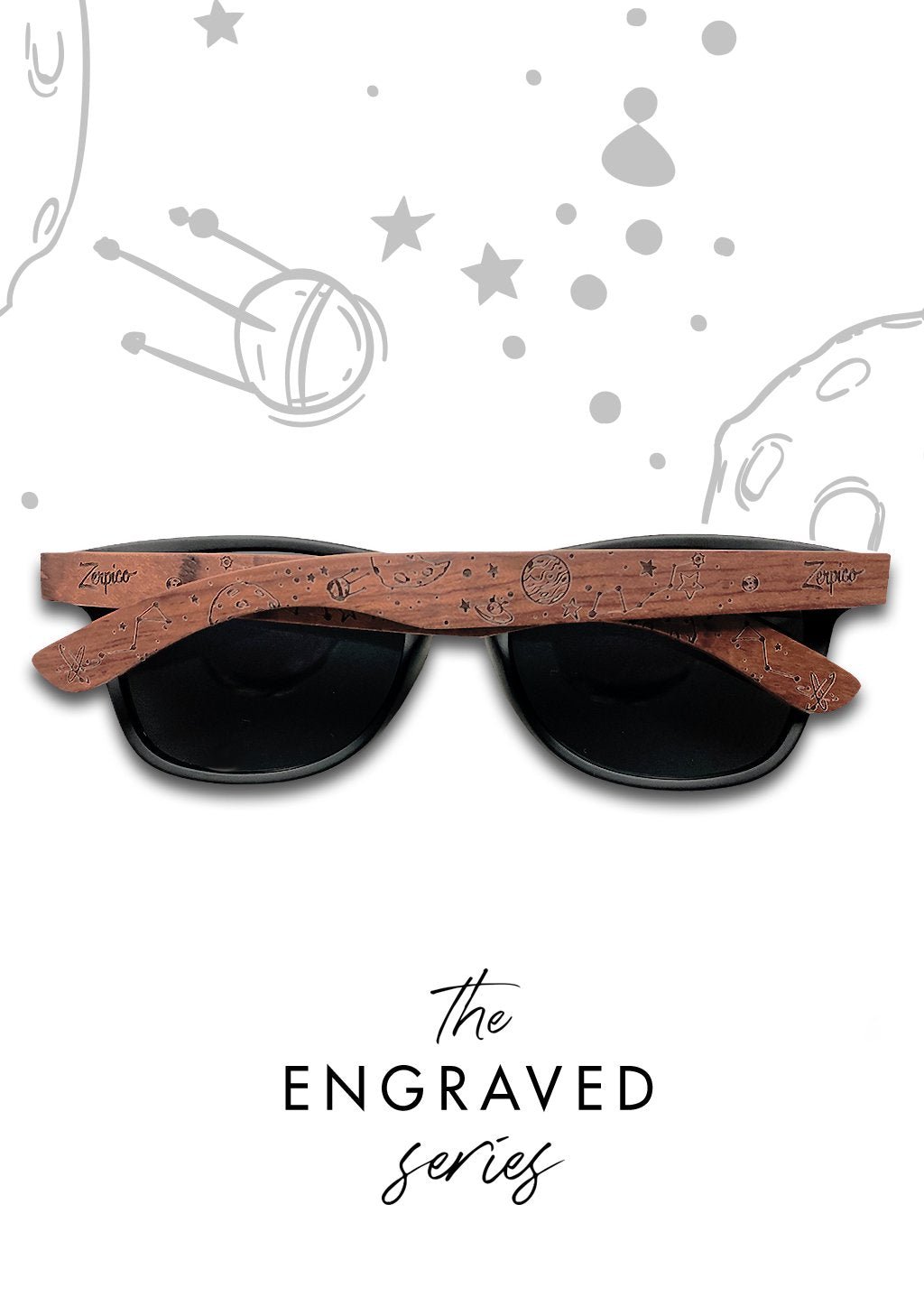 Zerpico STARLIGHT Eyewood Engraved Wooden Sunglasses - The Engraved Series