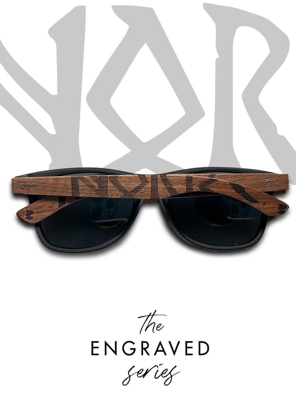 Zerpico NORWAY VIKING RUNES Eyewood Engraved Wooden Sunglasses - The Engraved Series