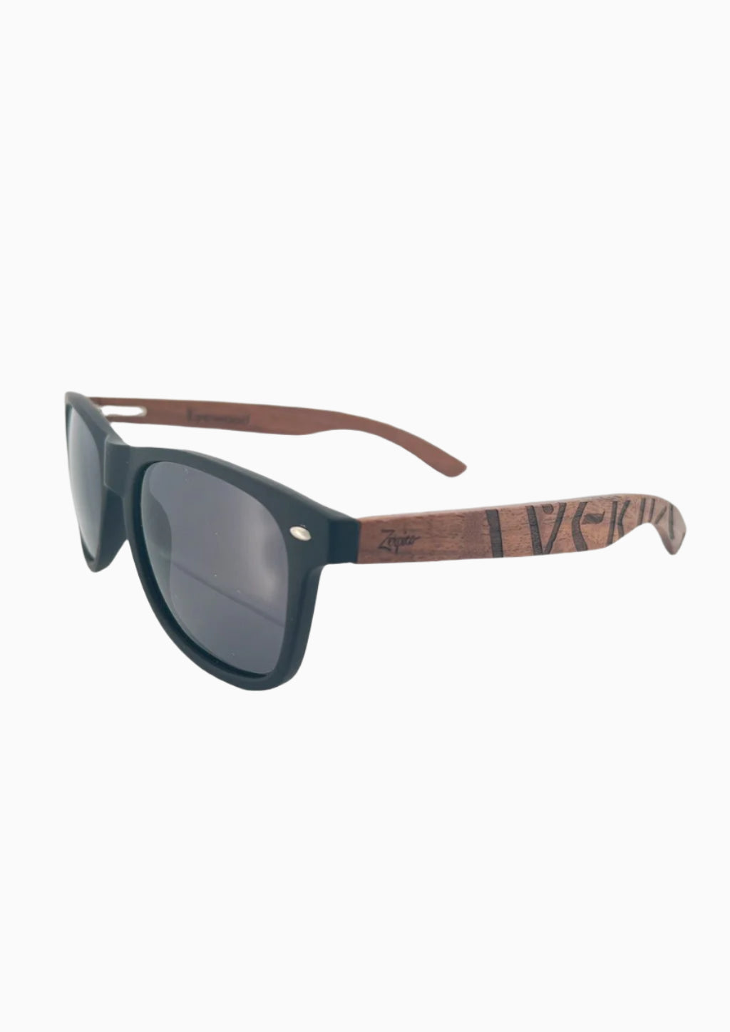 Zerpico SWEDEN VIKING RUNES Eyewood Engraved Wooden Sunglasses - Angled View